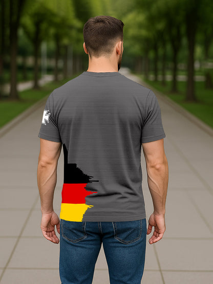 T-shirt allemand à imprimé crâne en croix de fer pour hommes