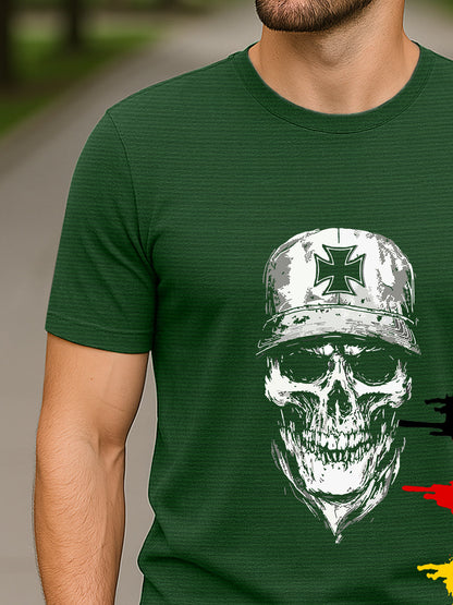 T-shirt allemand à imprimé crâne en croix de fer pour hommes