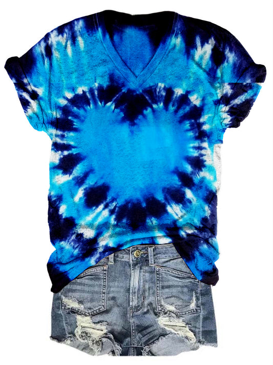 Women’s Tie Dye Heart Print Top Saint Valentin