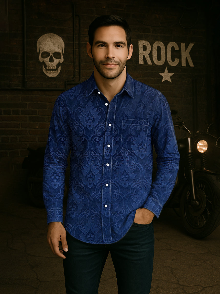 Vintage Gothic Perris Patterns Print Casual Chemise à manches longues pour hommes unisexe Chemises