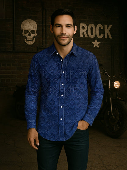 Vintage Gothic Perris Patterns Print Casual Chemise à manches longues pour hommes unisexe Chemises