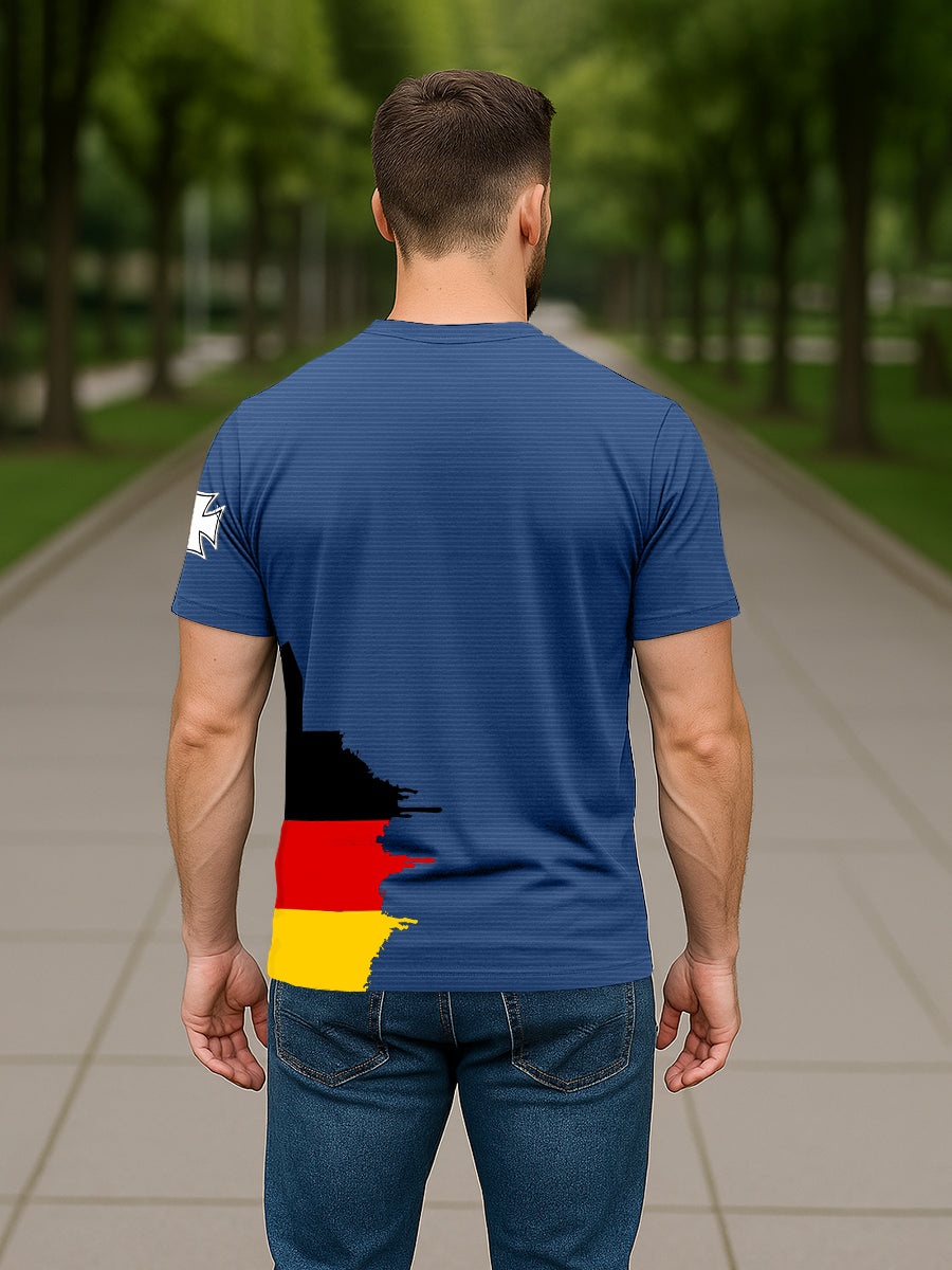 T-shirt allemand à imprimé crâne en croix de fer pour hommes