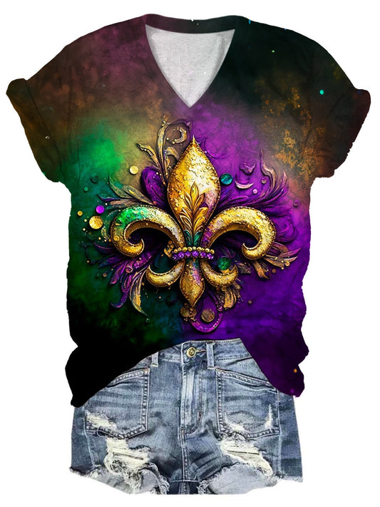 Mardi Gras Sign V-Neck T-Shirt Mardi Gras