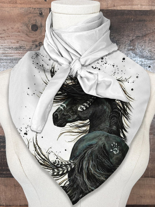 Foulard Décontracté à Imprimé Art de Cheval OneSize Echarpe