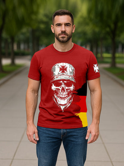 T-shirt allemand à imprimé crâne en croix de fer pour hommes