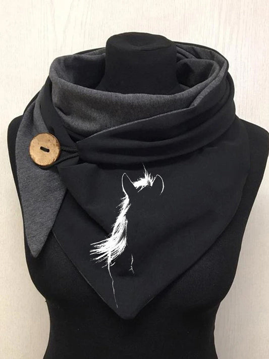 Écharpe et châle décontractés à motif cheval au style simple Ccoloré / Taille Unique Echarpe