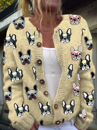 Cardigan à boutons imprimé floral vintage Yellow / S Veste