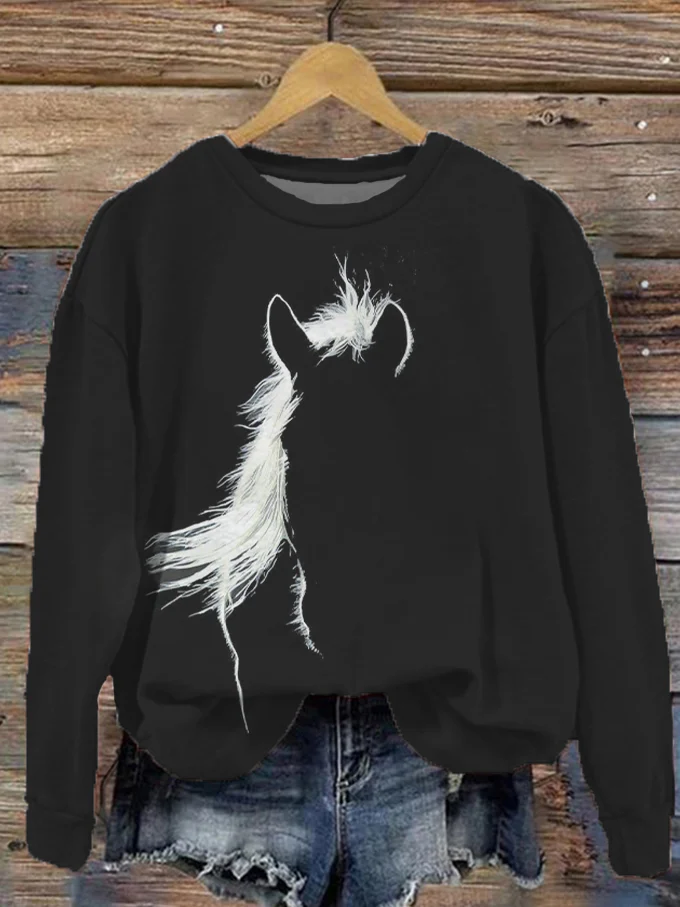 Sweat-shirt à Imprimé de Cheval en Silhouette S Sweats