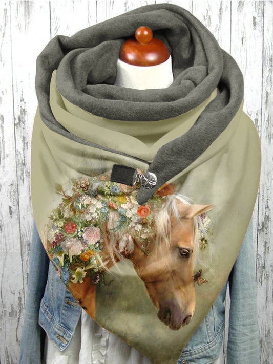 Écharpe et châle décontractés à motif cheval floral Ccoloré / Taille Unique Echarpe