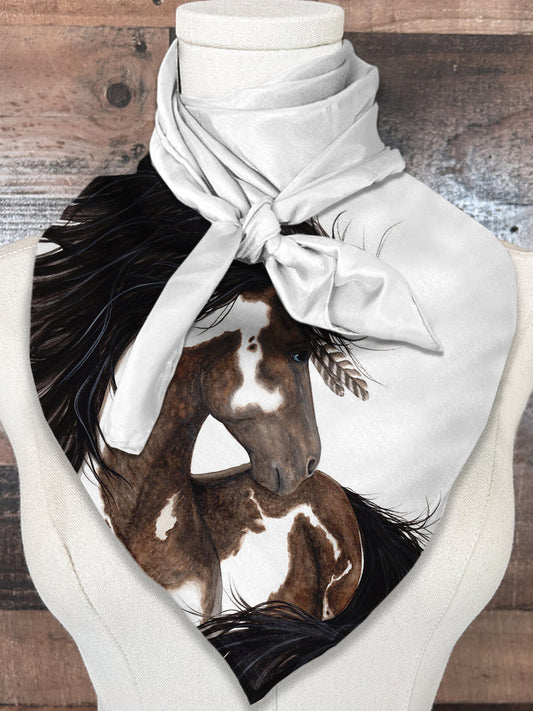 Foulard Décontracté à Imprimé Art de Cheval OneSize Echarpe