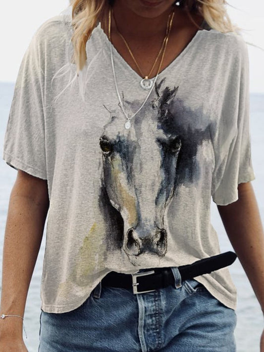 Women’s Vintage Western Horse Casual T-Shirt As shown / S Pull