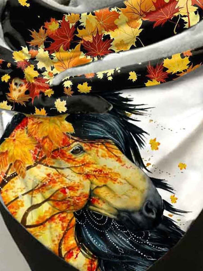 Écharpe enveloppante décontractée à motif cheval pour femmes coloré / Taille Unique Echarpe