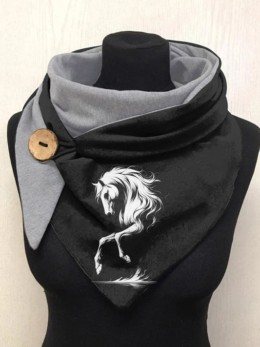 Écharpe Décontractée en Châle avec Motif de Cheva Taille Unique Echarpe