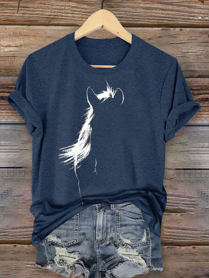 T-shirt Imprimé Art de Cheval en Silhouette S / navy blue T-shirt