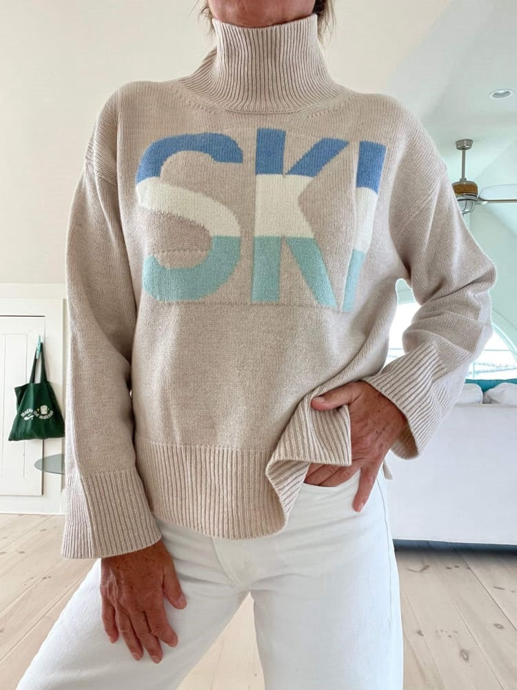 Retro Cashmere Turtleneck Ski Sweater Camel / S Pull women