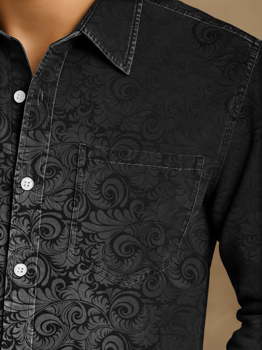 Chemise décontractée à manches longues Vintage Punk Gothic Art Print pour hommes Chemises