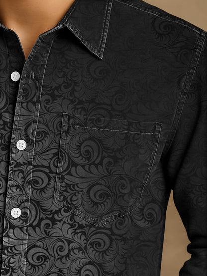 Chemise décontractée à manches longues Vintage Punk Gothic Art Print pour hommes Chemises