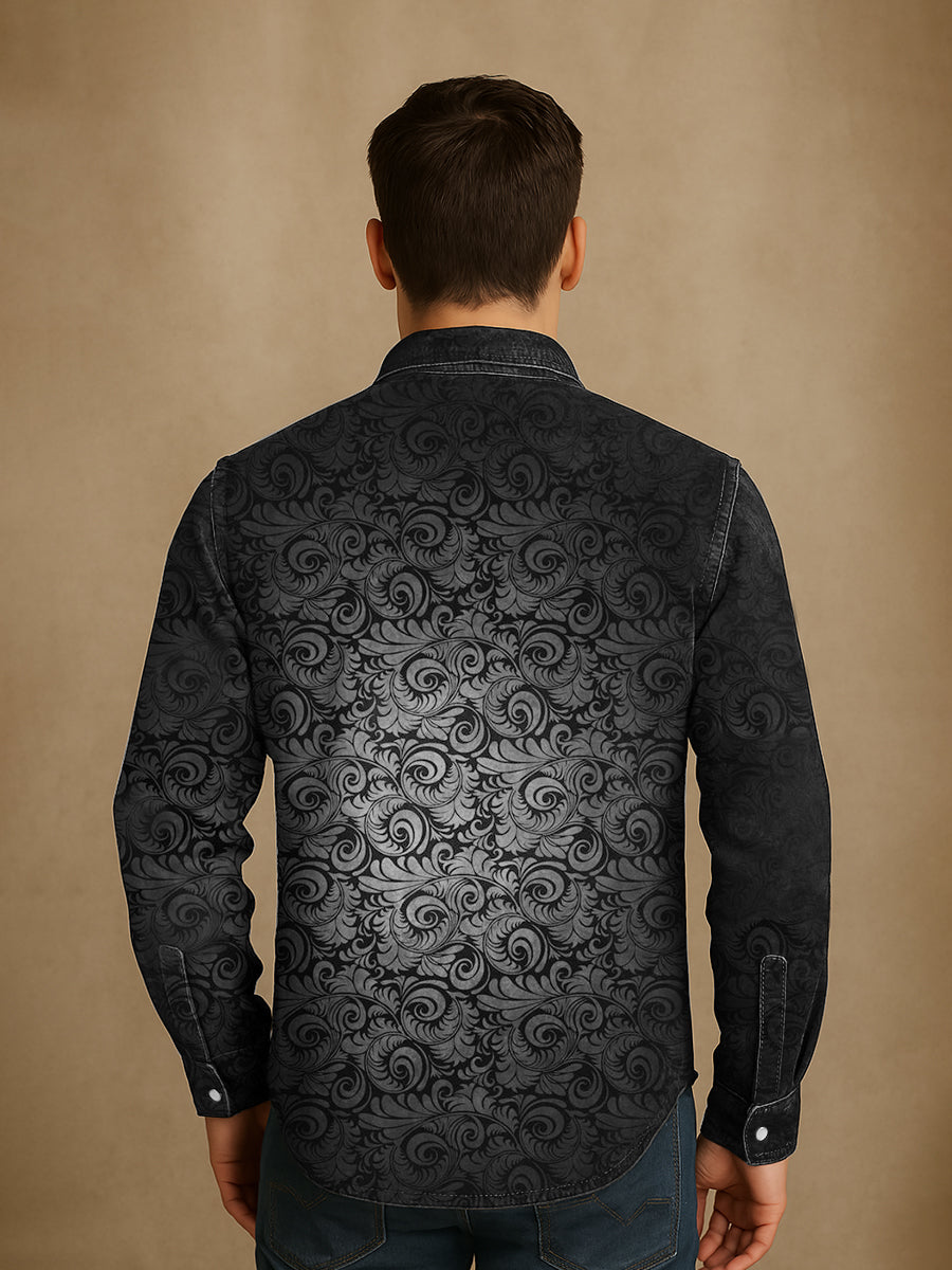 Chemise décontractée à manches longues Vintage Punk Gothic Art Print pour hommes Chemises