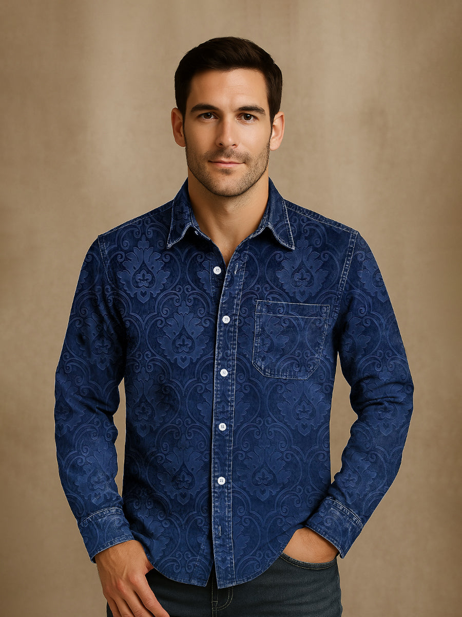 Vintage Gothic Perris Patterns Print Casual Chemise à manches longues pour hommes unisexe Chemises