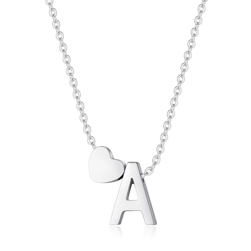 Collier pendentif en forme de cœur avec lettre Argent Accessoires
