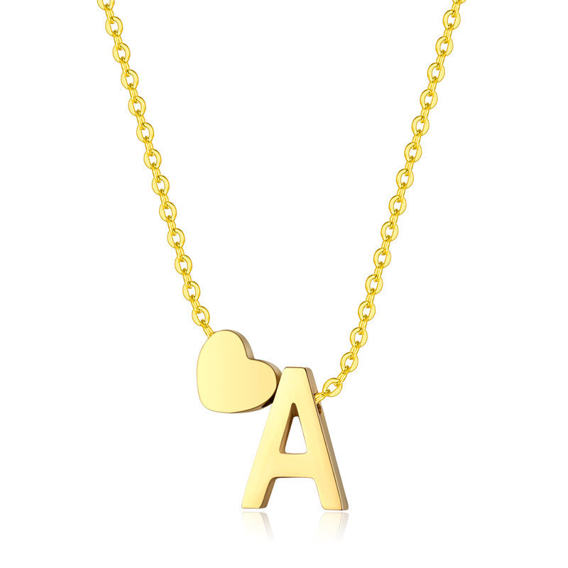 Collier pendentif en forme de cœur avec lettre Or Accessoires
