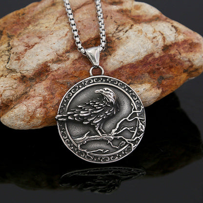 Collier pour Homme en Acier Inoxydable avec Pendentif Corbeau Pendentif Accessoires