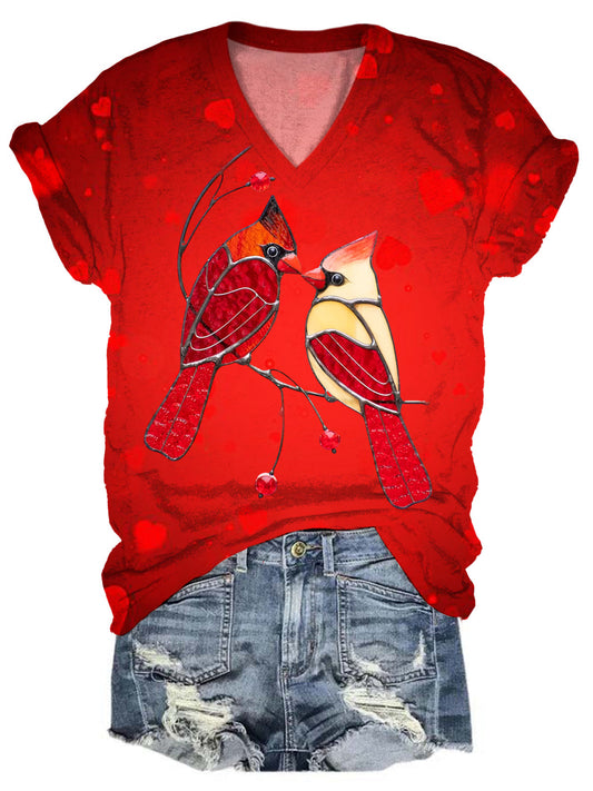 Women’s Valentines Cardinal Printed Tops multicolor / S Saint Valentin