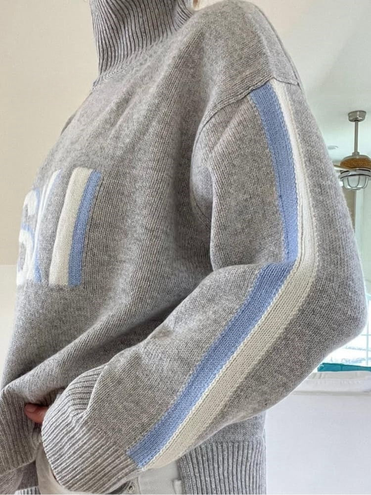 Retro Cashmere Turtleneck Ski Sweater Pull women