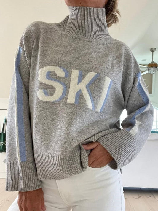 Retro Cashmere Turtleneck Ski Sweater Grey / S Pull women