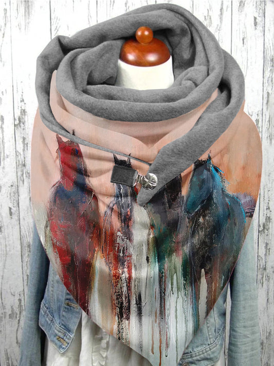 Écharpe et Châle Décontractés avec Motif de Cheval Ccoloré / Taille Unique Echarpe