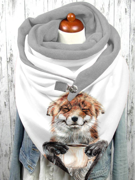 Écharpe et châle décontractés à motif renard amusant Taille Unique Echarpe