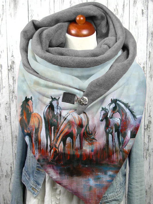 Écharpe et Châle Décontractés avec Motif de Cheval Ccoloré / Taille Unique Echarpe