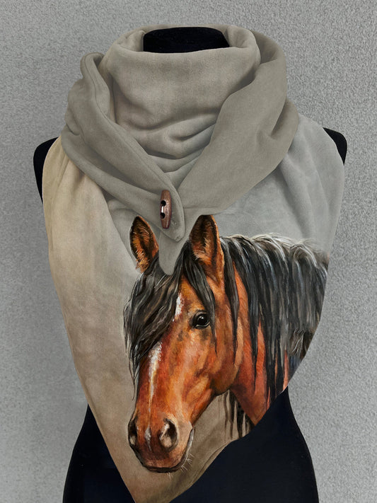 Écharpe Décontractée en Châle avec Motif de Cheval Taille Unique Echarpe