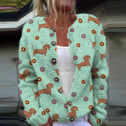 Cardigan à boutons imprimé floral vintage Green / S Veste