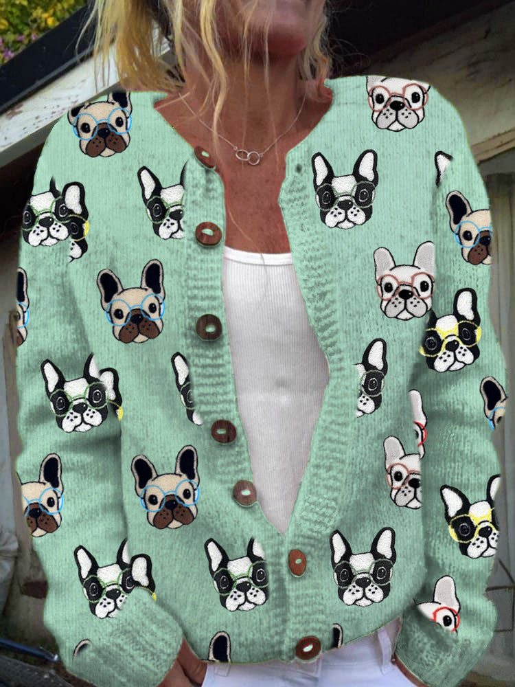 Cardigan à boutons imprimé floral vintage Green / S Veste