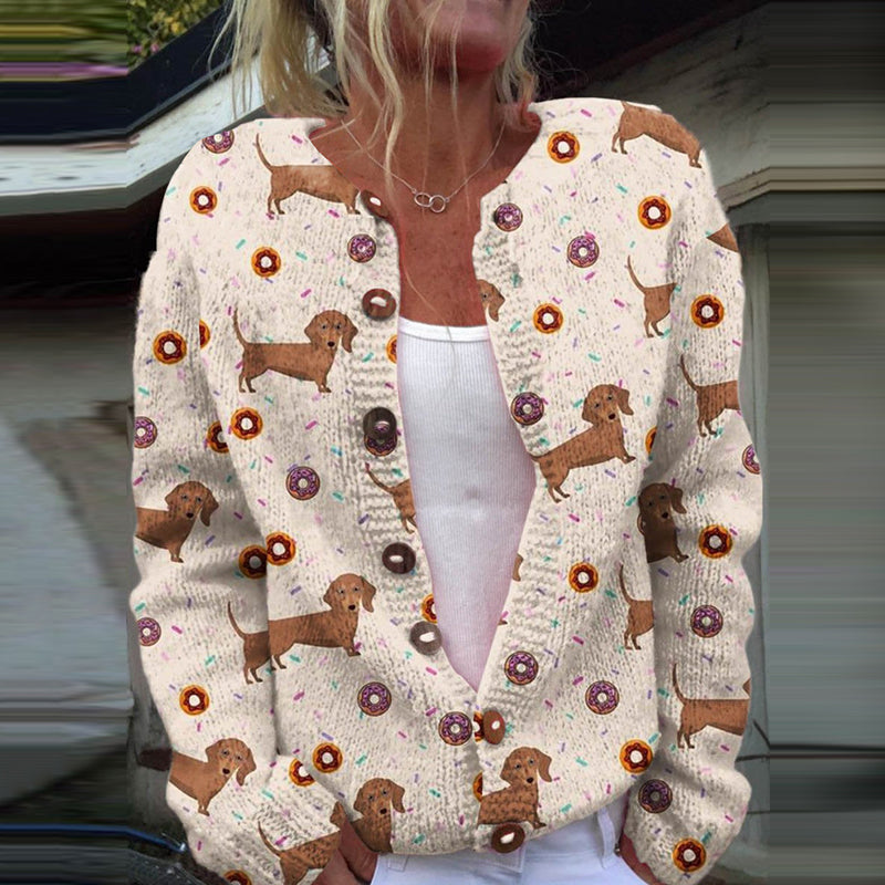 Cardigan à boutons imprimé floral vintage Khaki / S Veste