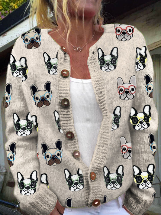 Cardigan à boutons imprimé floral vintage Beige / S Veste