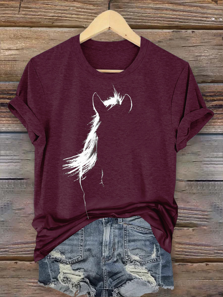 T-shirt Imprimé Art de Cheval en Silhouette S / red T-shirt