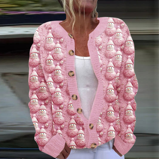 Cardigan en tricot à manches longues décontracté avec imprimé de Noël mignon A / S Veste