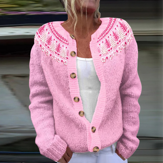 Cardigan en tricot à manches longues décontracté avec imprimé de Noël mignon A / S Veste