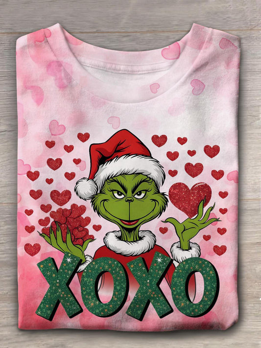 Green Monter Valentines Xoxo Crew Neck T-shirt Mixed Color / S Saint Valentin