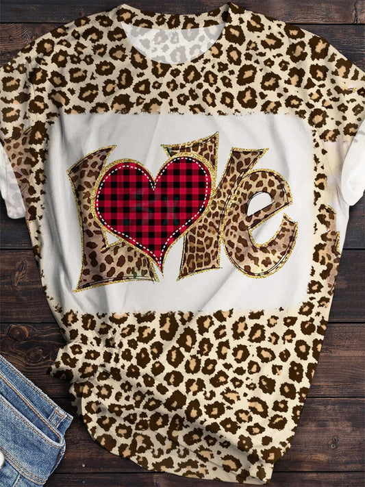 Leopard Love Short Sleeve Round Neck T-Shirt multicolor / S Saint Valentin