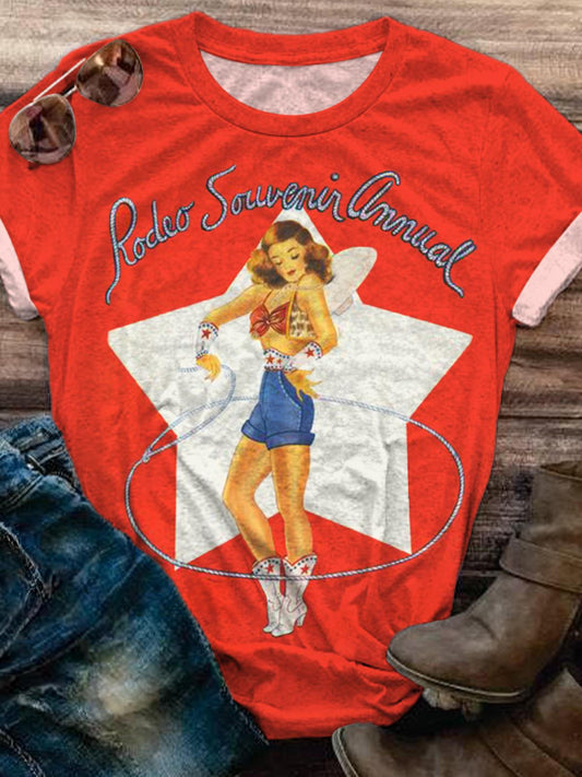 Vintage Rodeo Southern Carnival Crew Neck T-shirt Mixed Color / S Mardi Gras