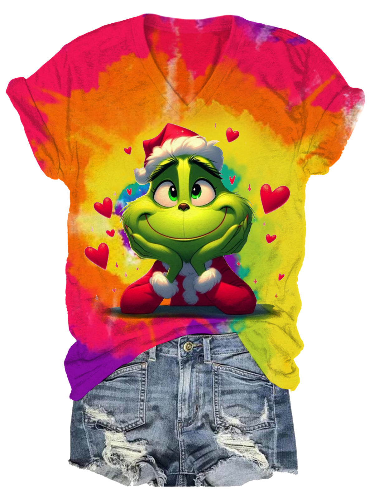 Happy Valentine’s Day Character Tie Dye Print T-Shirt multicolor / S Saint Valentin