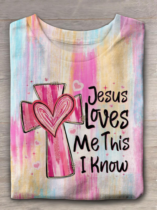 Jesus Loves Me This I Know Valentine Heart Crew Neck T-shirt Mixed Color / S Saint Valentin