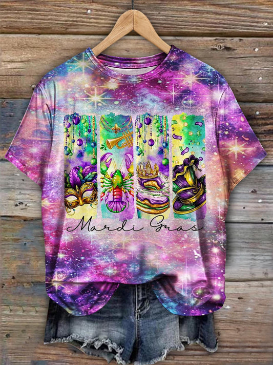 Women’s Retro Sparkle Carnival Crew Neck T-shirt Mixed Color / S Mardi Gras