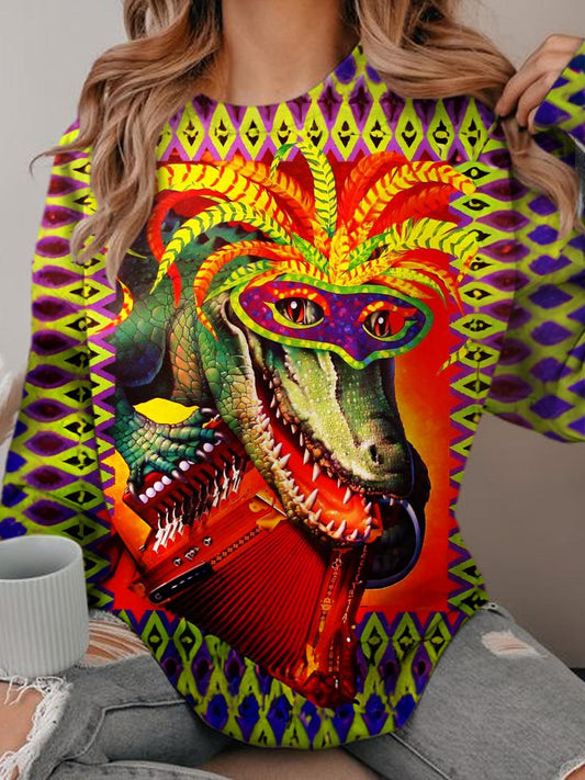 Mardi Gras Crocodile Long Sleeve Top multicolor / S Mardi Gras