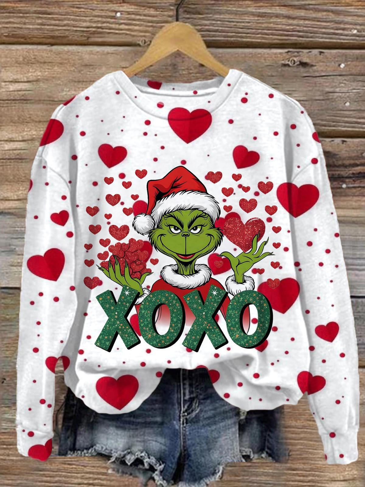 Xoxo Valentines Printed Long Sleeve Casual Top Mixed Color / S Saint Valentin