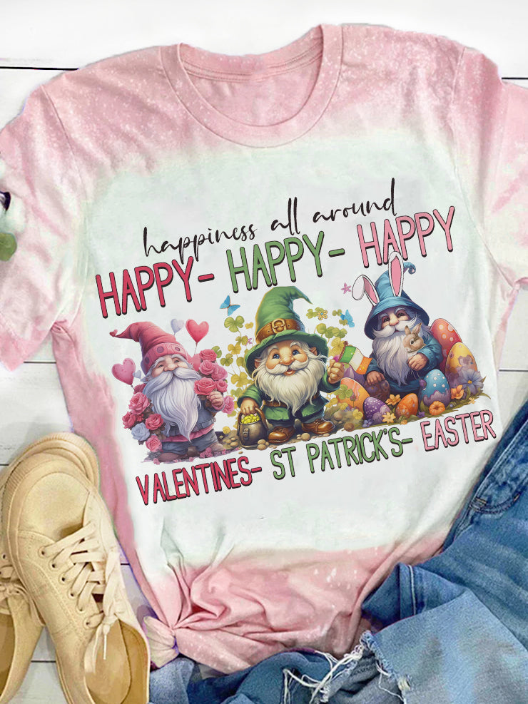 Valentine St Patrick’s Day Easter Gnome Print T-Shirt multicolor / S Saint Valentin