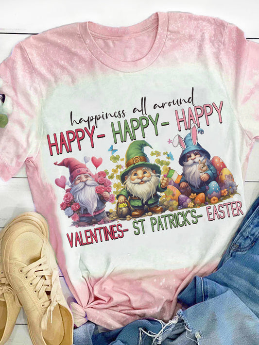 Valentine St Patrick’s Day Easter Gnome Print T-Shirt multicolor / S Saint Valentin